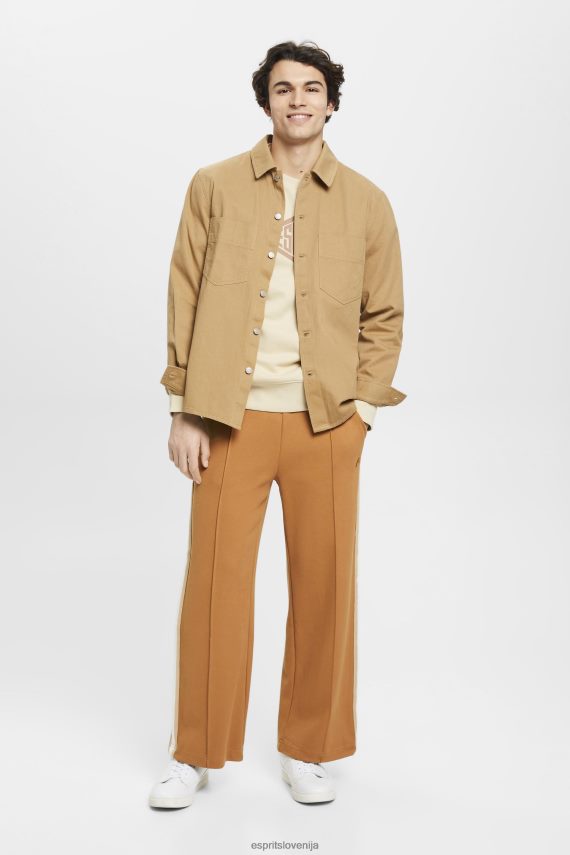 puloverji in puloverji s kapuco sl Esprit moški pulover z logotipom bež 6X446655