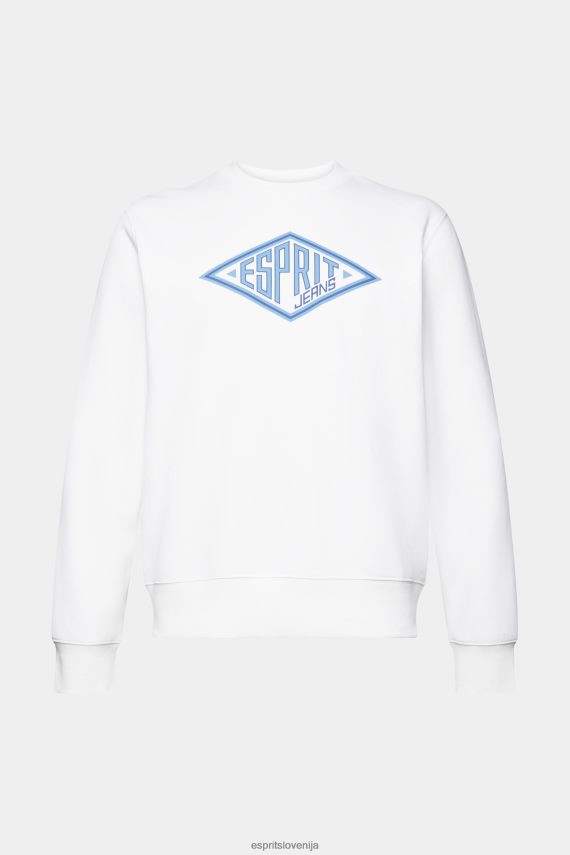 puloverji in puloverji s kapuco sl Esprit moški pulover z logotipom bela 6X446654