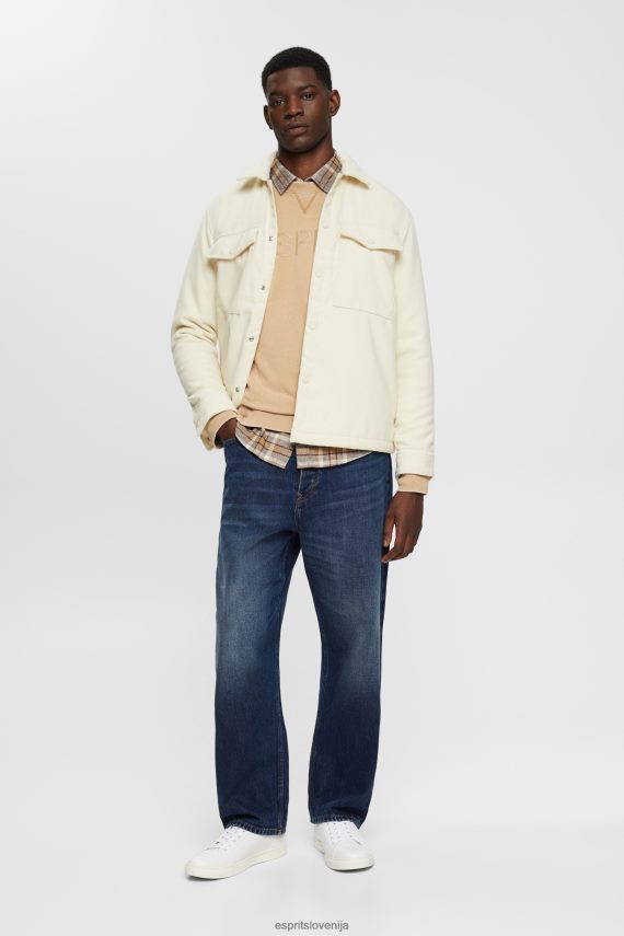 puloverji in puloverji s kapuco sl Esprit moški pulover z logotipom kaki bež 6X446773