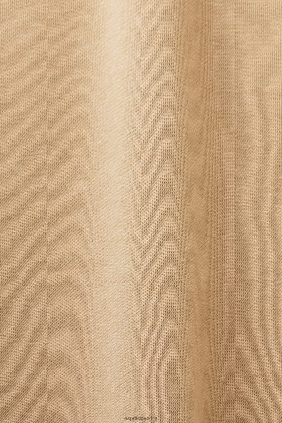 puloverji in puloverji s kapuco sl Esprit moški pulover z logotipom kaki bež 6X446773