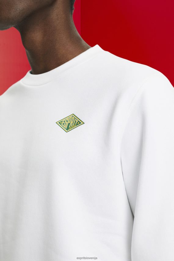 puloverji in puloverji s kapuco sl Esprit moški pulover z logotipom na hrbtu bela 6X446644