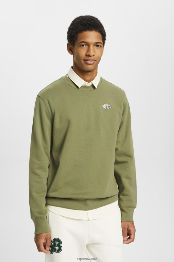 puloverji in puloverji s kapuco sl Esprit moški pulover z logotipom na hrbtu olivno 6X446646