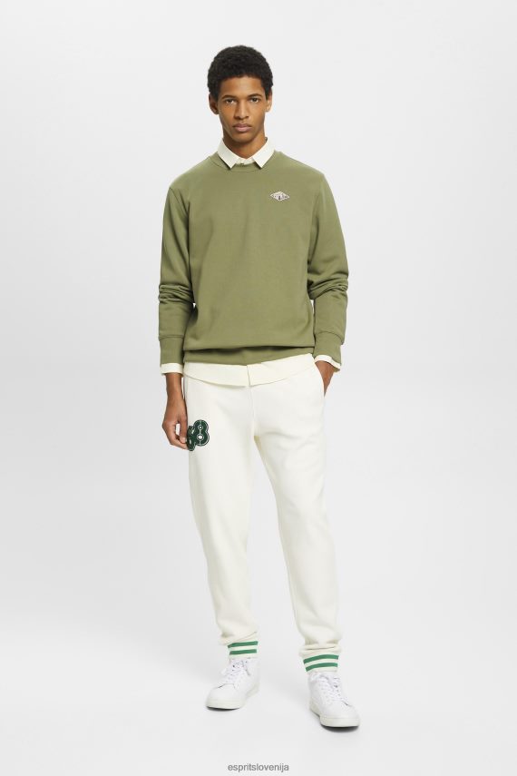 puloverji in puloverji s kapuco sl Esprit moški pulover z logotipom na hrbtu olivno 6X446646