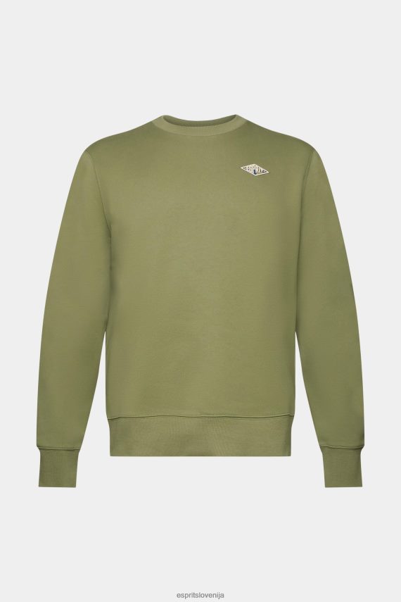 puloverji in puloverji s kapuco sl Esprit moški pulover z logotipom na hrbtu olivno 6X446646