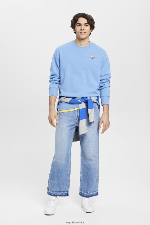 puloverji in puloverji s kapuco sl Esprit moški pulover z logotipom na hrbtu svetlo modra sivka 6X446647