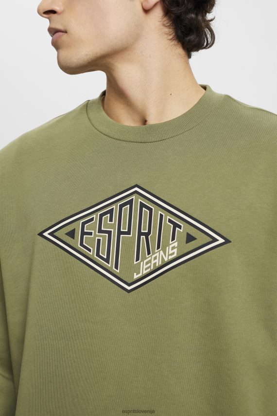 puloverji in puloverji s kapuco sl Esprit moški pulover z logotipom olivno 6X446656