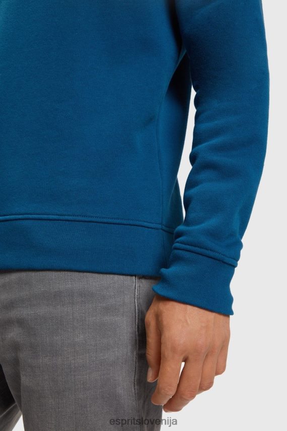 puloverji in puloverji s kapuco sl Esprit moški pulover z logotipom petrol modra 6X446869