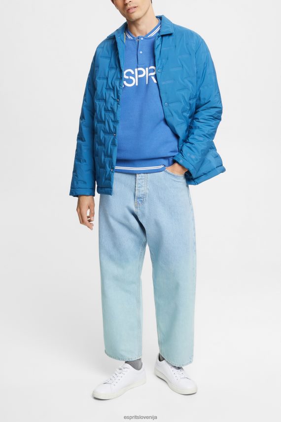 puloverji in puloverji s kapuco sl Esprit moški pulover z logotipom sproščenega kroja modra 6X446783