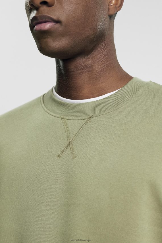 puloverji in puloverji s kapuco sl Esprit moški recikliran: enobarvni pulover svetlo kaki 6X446748