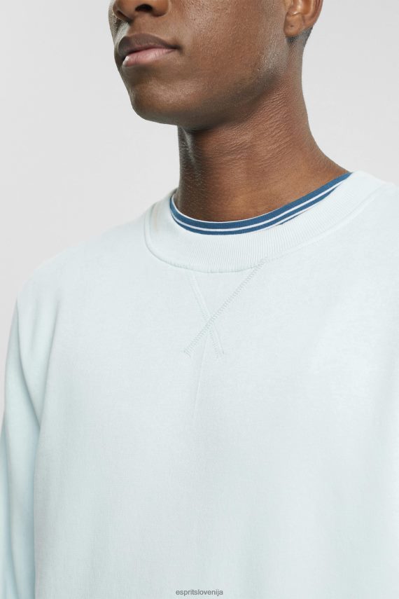 puloverji in puloverji s kapuco sl Esprit moški recikliran: enobarvni pulover svetlo vodno zelena 6X446749