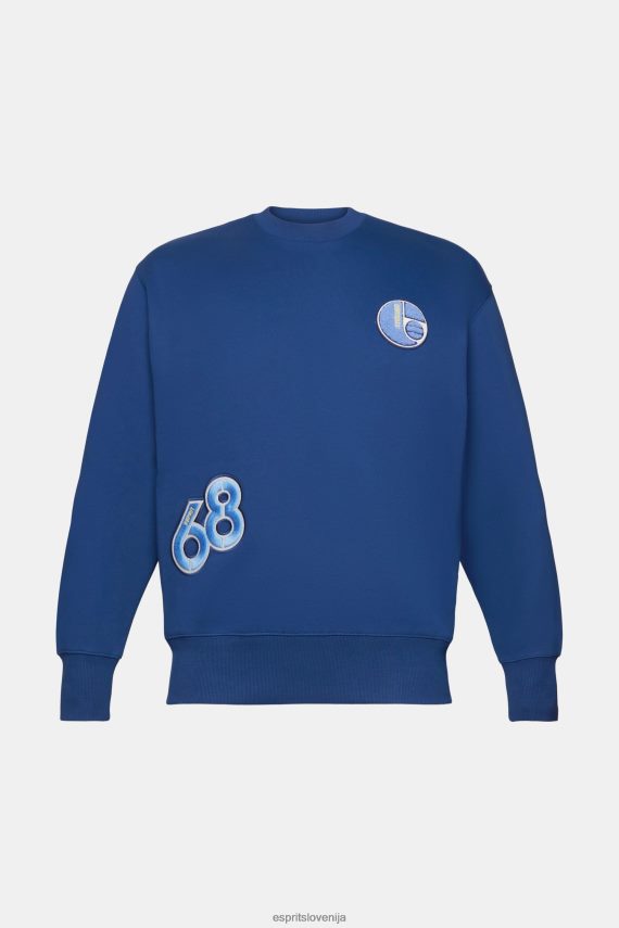 puloverji in puloverji s kapuco sl Esprit moški univerzitetni pulover s našitki črnilo 6X446809