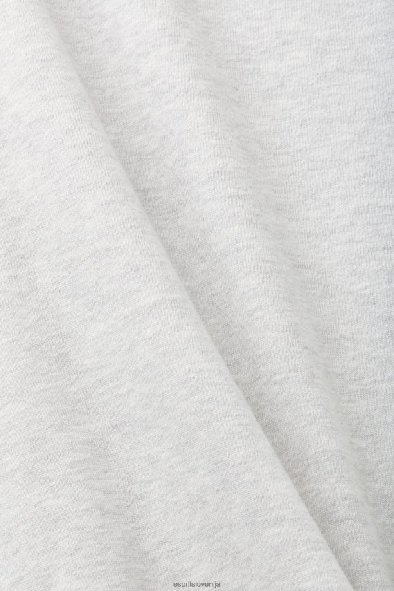 puloverji in puloverji s kapuco sl Esprit moški univerzitetni pulover s našitki svetlo siva 6X446808