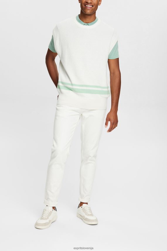 puloverji sl Esprit moški brezrokavnik z dvema črtama umazano bela 6X446841