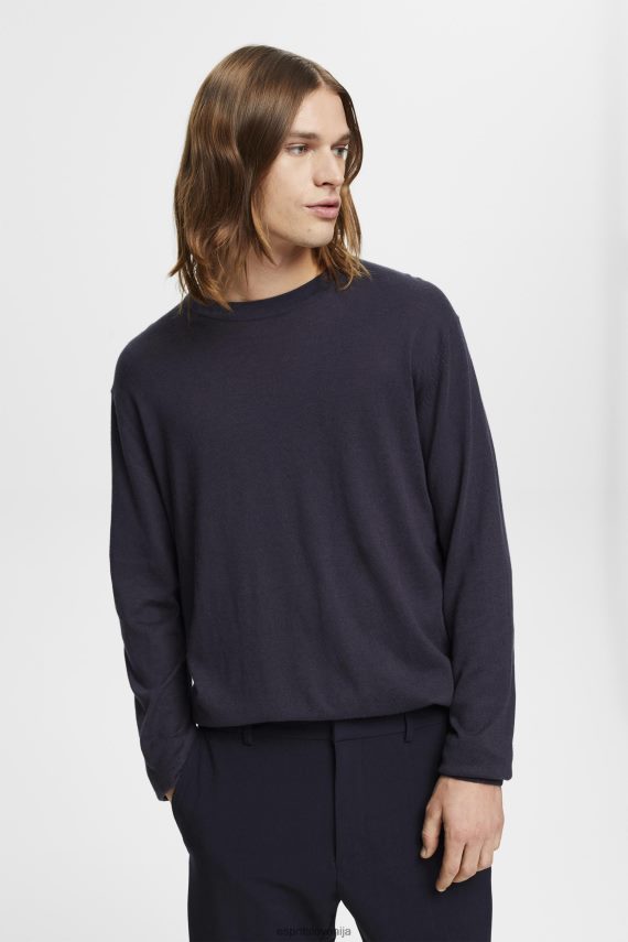 puloverji sl Esprit moški fino pleten pulover mornarica 6X446684