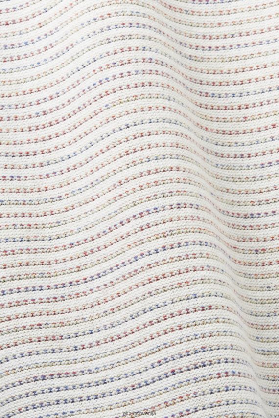 puloverji sl Esprit moški pleten pulover s polzadrgo in pisanimi črtami umazano bela 6X446727