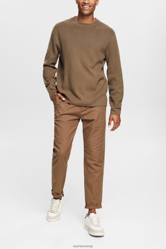 puloverji sl Esprit moški pleten skakalec kaki zelena 6X446840