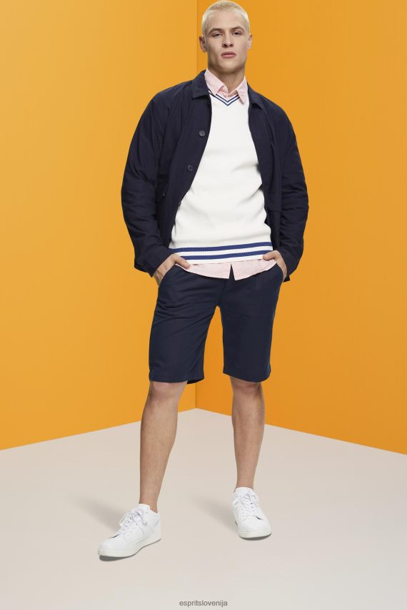 puloverji sl Esprit moški pulover iz trajnostnega bombaža z v-izrezom umazano bela 6X446725