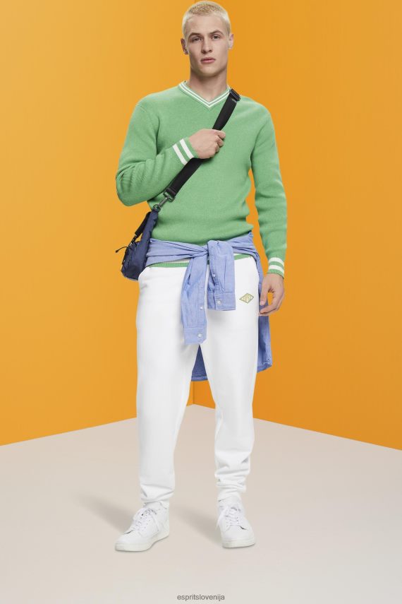 puloverji sl Esprit moški pulover iz trajnostnega bombaža z v-izrezom zelena 6X446726