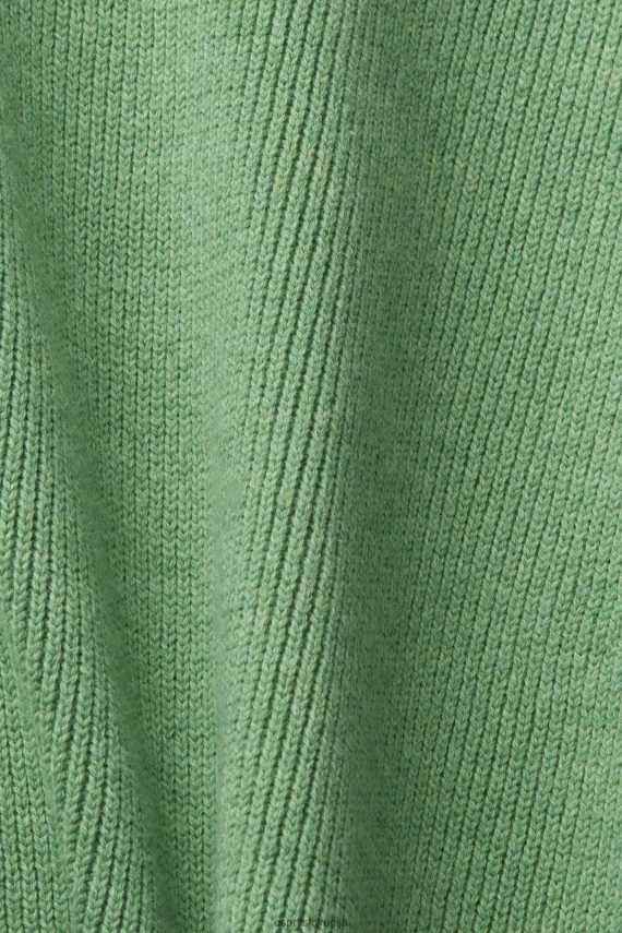 puloverji sl Esprit moški pulover iz trajnostnega bombaža z v-izrezom zelena 6X446726