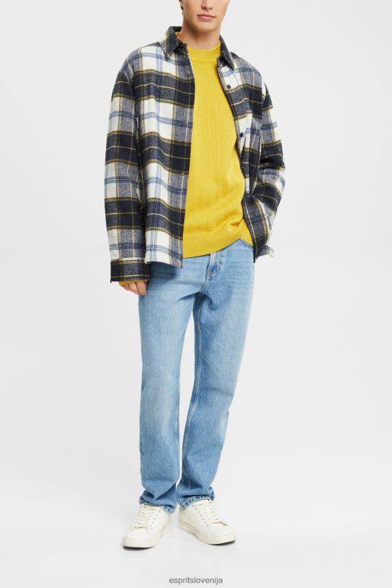 puloverji sl Esprit moški pulover z vzorcem ribje kosti prašno rumena 6X446830