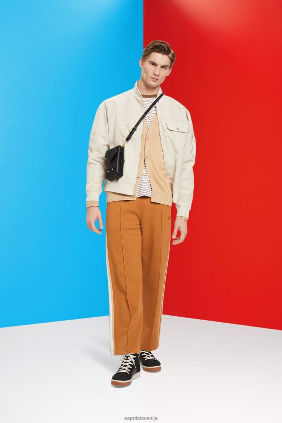 puloverji sl Esprit moški trajnostna bombažna jopica z v-izrezom bež 6X446775