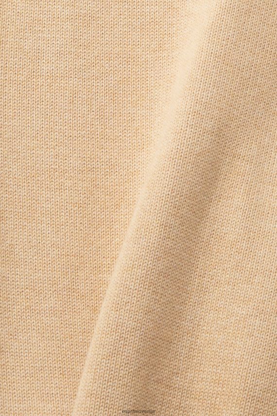 puloverji sl Esprit moški trajnostna bombažna jopica z v-izrezom bež 6X446775