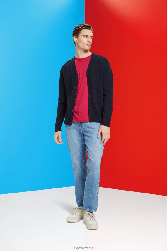 puloverji sl Esprit moški trajnostna bombažna jopica z v-izrezom mornarica 6X446776