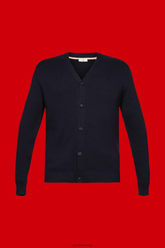 puloverji sl Esprit moški trajnostna bombažna jopica z v-izrezom mornarica 6X446776