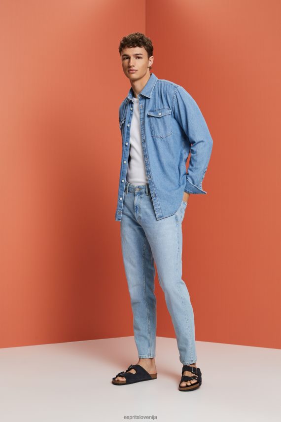 srajce sl Esprit moški bombažna denim majica pranje modre svetlobe 6X446732