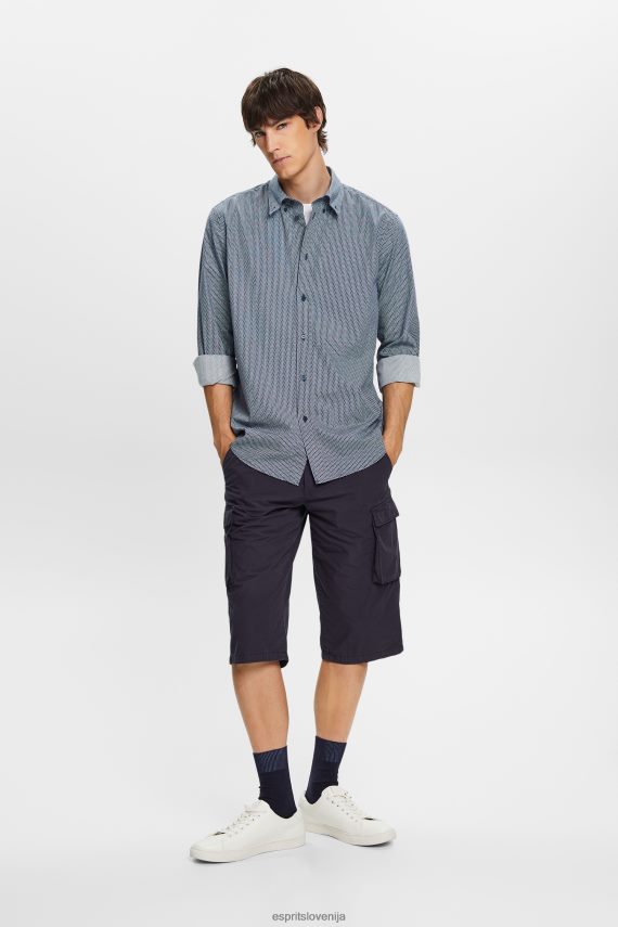 srajce sl Esprit moški bombažna poplin majica sivo modra 6X446576