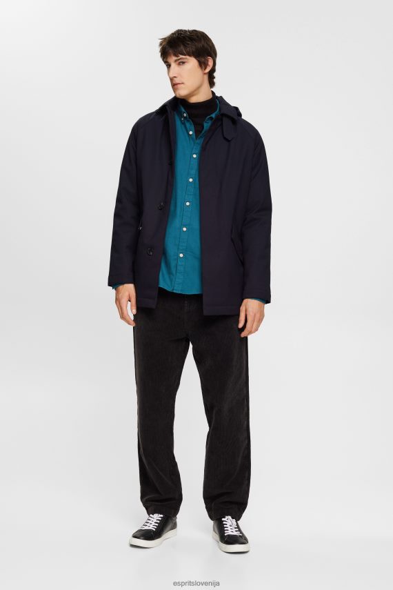 srajce sl Esprit moški bombažna srajca na gumbe temno turkizna 6X446813