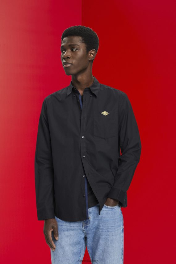 srajce sl Esprit moški bombažna srajca z gumbi Črna 6X446658