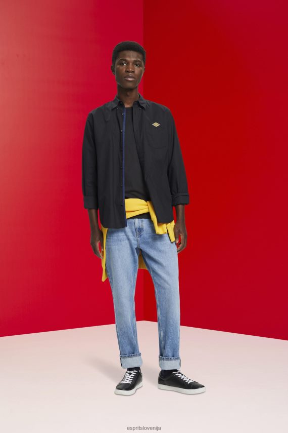 srajce sl Esprit moški bombažna srajca z gumbi Črna 6X446658