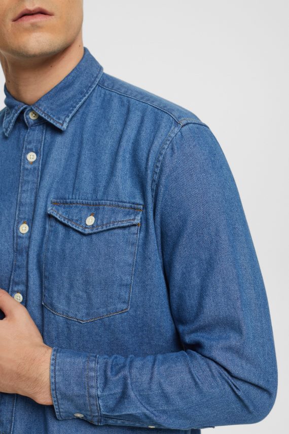srajce sl Esprit moški denim srajca modro srednje pranje 6X446833