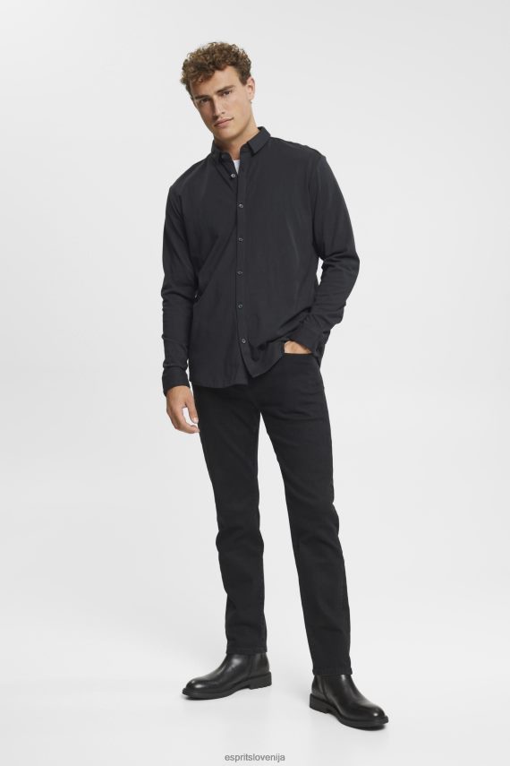 srajce sl Esprit moški jersey z dolgimi rokavi, 100% bombaž Črna 6X446679