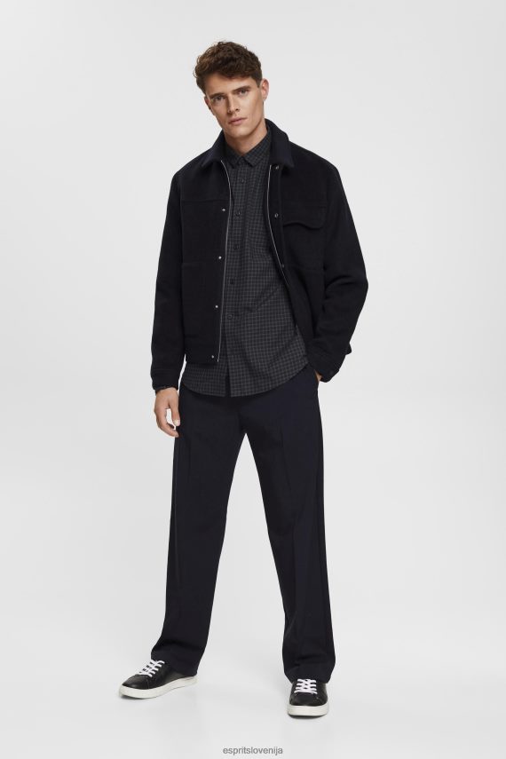 srajce sl Esprit moški karirasta ozka srajca Črna 6X446687