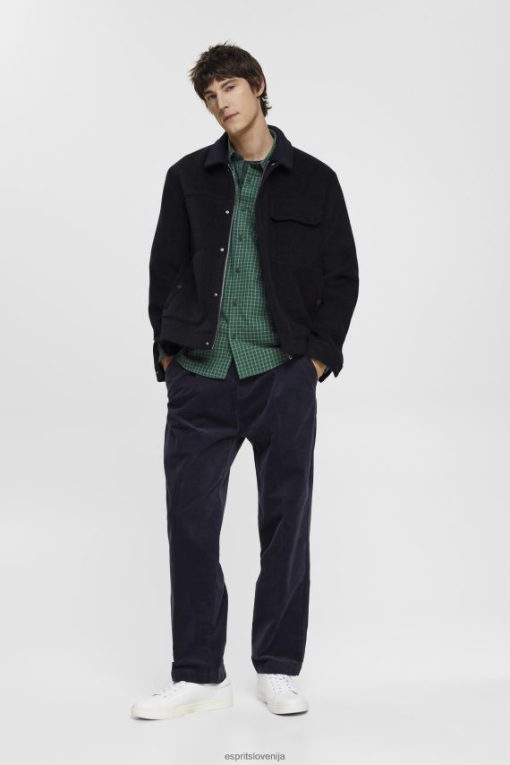 srajce sl Esprit moški karirasta ozka srajca temno modro zelena 6X446688