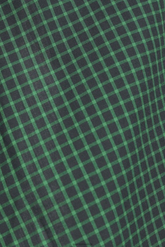 srajce sl Esprit moški karirasta ozka srajca temno modro zelena 6X446688