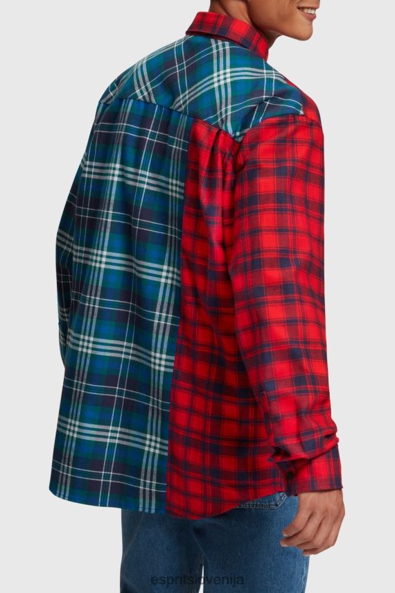 srajce sl Esprit moški mešana karo patchwork flanelasta srajca rdeča 6X446790
