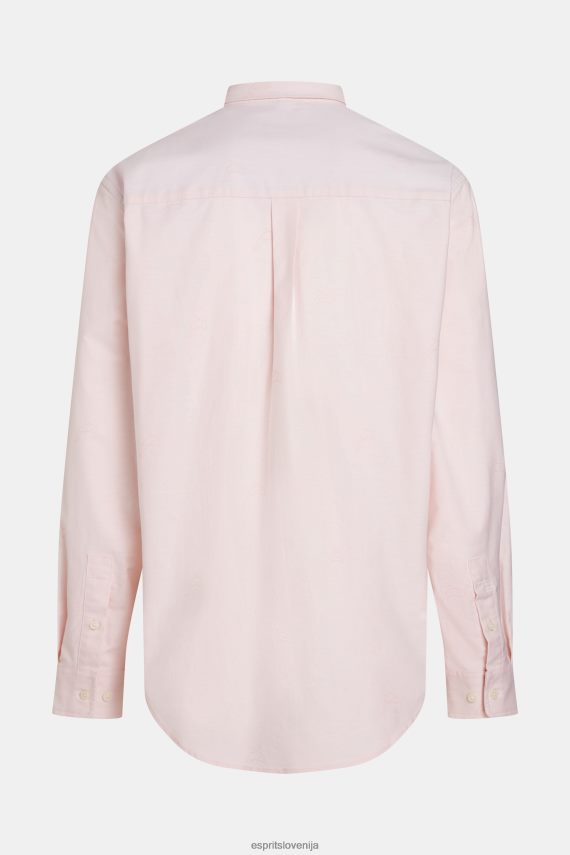 srajce sl Esprit moški oksford srajca sproščenega kroja s potiskom svetlo roza 6X446796