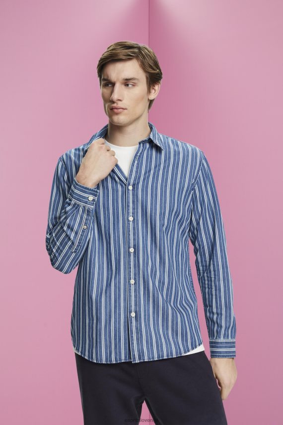 srajce sl Esprit moški ozka denim srajca s črtami led 6X446716