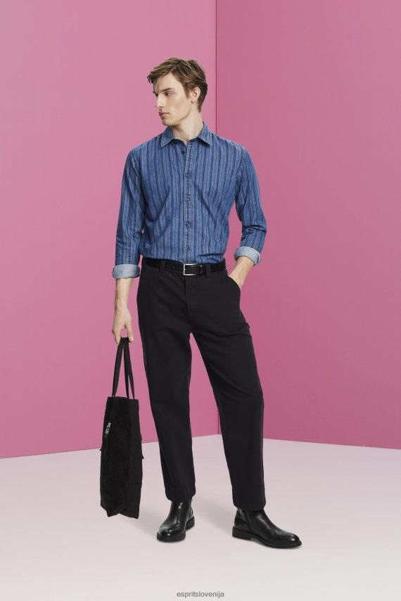 srajce sl Esprit moški ozka denim srajca s črtami mornarica 6X446717