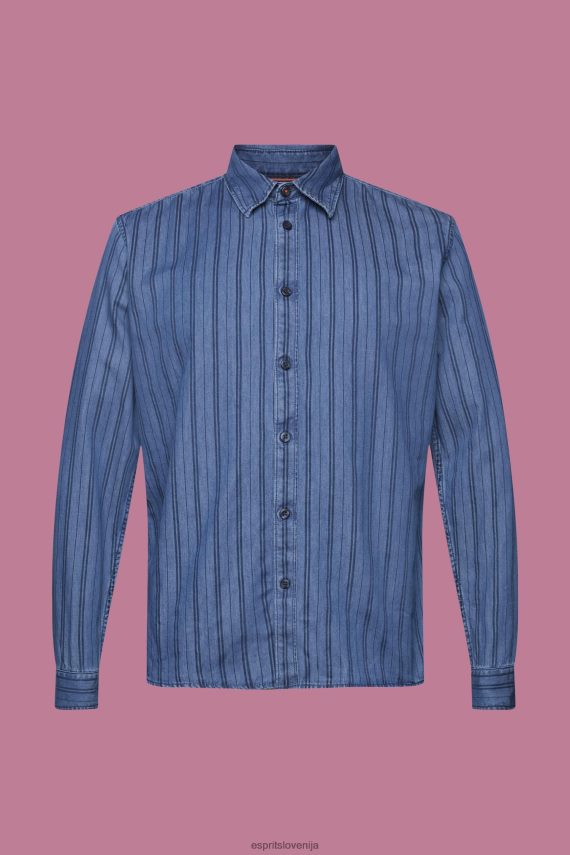 srajce sl Esprit moški ozka denim srajca s črtami mornarica 6X446717