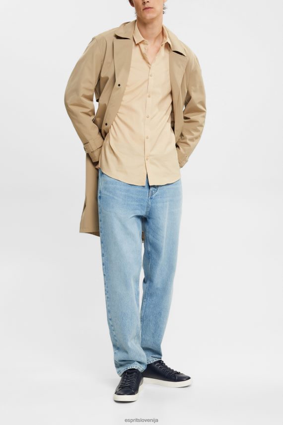 srajce sl Esprit moški ozka srajca krem bež 6X446854