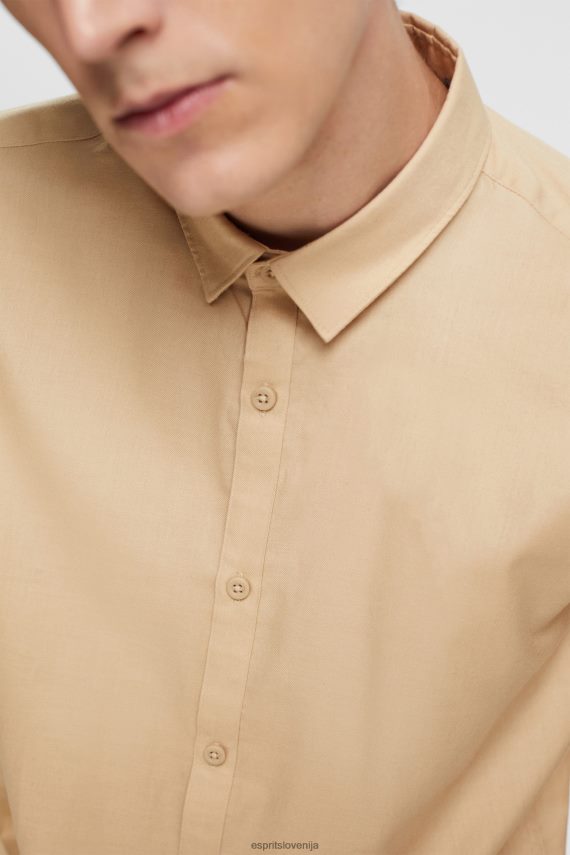 srajce sl Esprit moški ozka srajca krem bež 6X446854