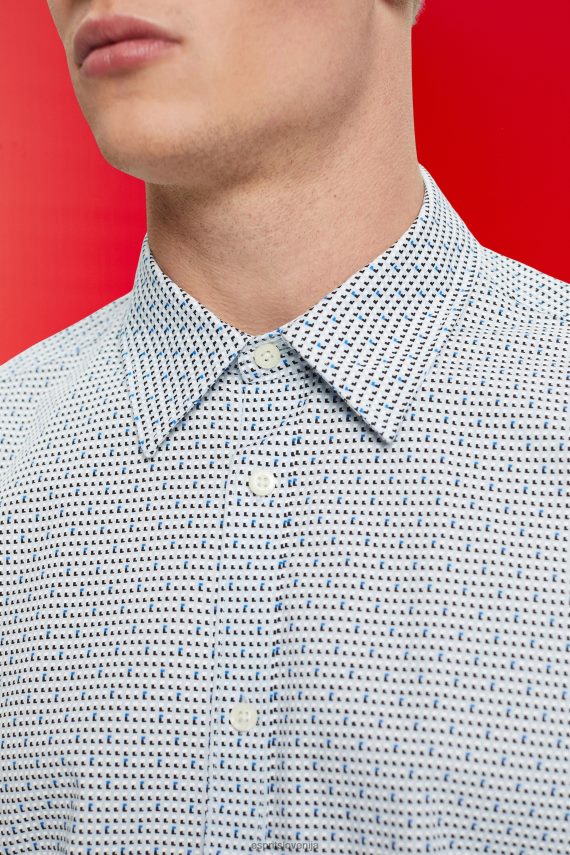 srajce sl Esprit moški ozka srajca z vzorcem po celem delu svetlo modra 6X446778