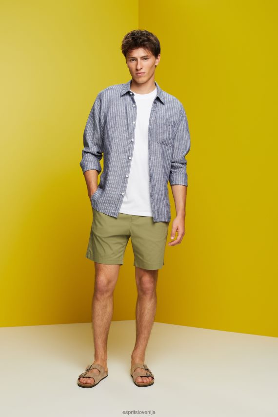 srajce sl Esprit moški črtasta srajca, 100% lan mornarica 6X446596