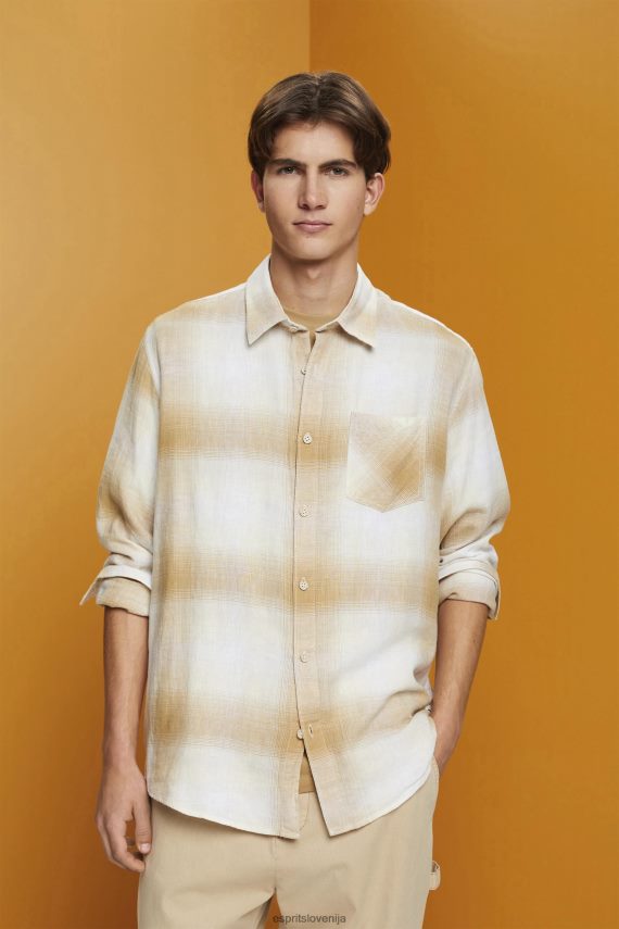 srajce sl Esprit moški srajca iz karirastega tartana iz mešanice bombaža in konoplje led 6X446714