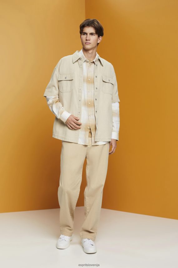 srajce sl Esprit moški srajca iz karirastega tartana iz mešanice bombaža in konoplje led 6X446714