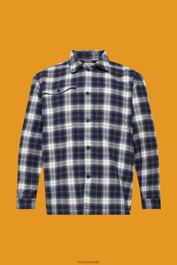 srajce sl Esprit moški velika majica iz čistega bombaža s karirastim vzorcem petrol modra 6X446838